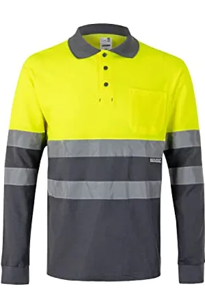 Velilla 08/20 305515 Polo ad Alta visibilità in Cotone, Bicolore e Maniche Lunghe Colore Grigio e Giallo Fluoro Taglia 5XL, Unisex-Adulto