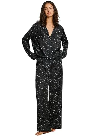 Pepe Jeans Star Silky Pj Set Pigiama, (Black), XL Donna