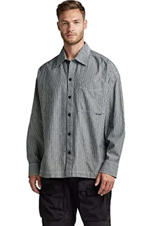 G-Star Uomo Boxy Fit Shirt, (rinsed deck stripe D23007-D322-D850), XS