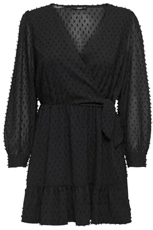 ONLY Onltiva L/S Dobby Fake Wrap Dress Wvn Mini Abito, , S Donna