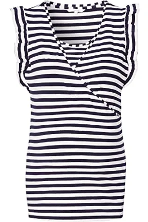 Noppies Tee Nursing Short Sleeve Stripe Maud T-Shirt, Blue Graphite-P334, 50 Donna