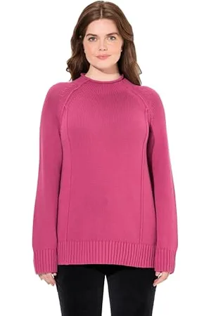 Ulla Popken Pullover, Ziernähte, Stehkragen, Langarm, Biobaumwolle, , 60/62 Donna