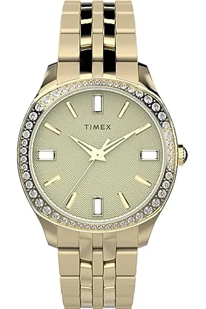 Timex Orologio da donna Trend, 36 mm, cinturino in acciaio inox, quadrante dorato, cassa dorata TW2W17600