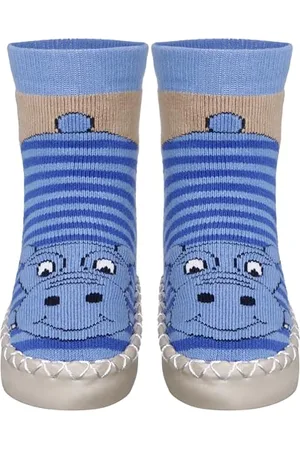 Playshoes Pantofole da Cottage Unisex - Bambini e ragazzi, Blu (Ippopotamo Blu), 31/34 EU