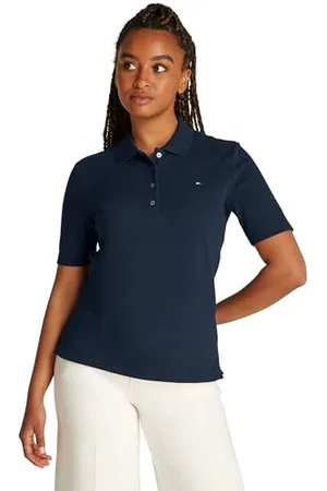 Tommy Hilfiger Maglietta Polo Maniche Corte Donna Regular Fit, Blu (Dark Night Navy), XS