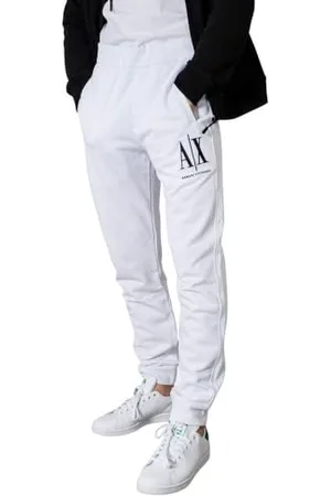 Armani Exchange Icon Project Embroidered Logo Jogger Sweatpant Pantaloni della Tuta, White, XS Uomo