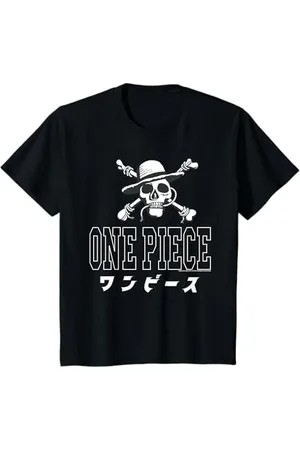 Onepiece Bambino Kanji & Cappello di paglia Pirati Logo Anime Bambini Maglietta