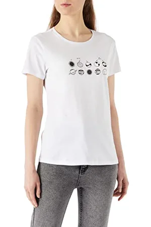 Koton T-Shirt mit Rundhalsausschnitt Kurzarm, (010), S Donna