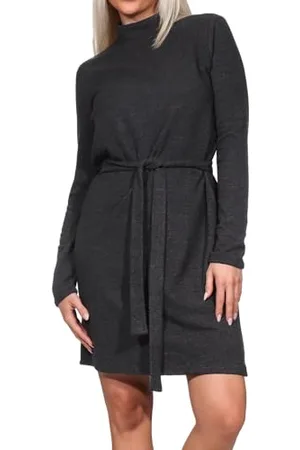 VERO MODA Vmbella LS-Abito Corto Jrs Noos Jersey, Nero Melange, L Donna