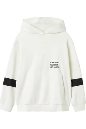 NAME IT Nkmnoas LS RLX Sweat Wh Bru Felpa con Cappuccio, , 122-128 Bambino
