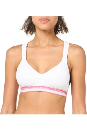 Emporio Armani Stretch Cotton Logoband Padded Bralette, Reggiseni basic Donna, (White), S