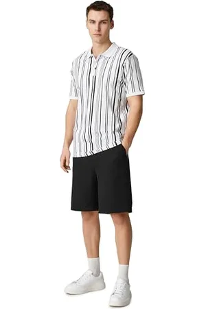 Koton Polo Neck T-Shirt Buttoned Slim Fit Strip Detailed, T-Shirt Uomo, (04m)