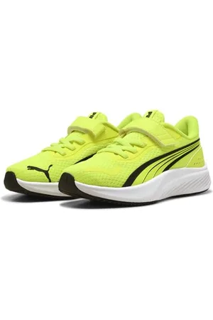 PUMA Pounce Lite AC+ PS, Scarpe da Ginnastica, Yellow Alert Black White, 34.5 EU