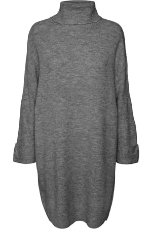 VERO MODA VMJUPITER LS Cowlneck Short Dress BF Vestito, Medium Grey Melange, XL Donna