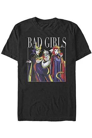 Disney Villains-Bad Girls Pose Organic Short Sleeve T-Shirt, Black, L Unisex