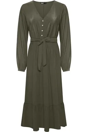 ONLY Onlnova Life Vis Amy Long Dress Solid Vestito, , S Donna