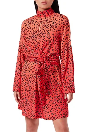 Liquorish Abito Ombre con Stampa Leopardata con Dettaglio Aperto sul Collo in Arancione Vestito da Sposa, , 44 Donna