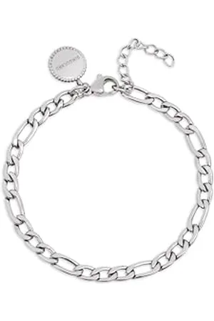 SINGULARU Bracciale Figaro. Acciaio Spessore della Catena 4,2 x 1,8 mm. Maglie Sottili. Lunghezza 16 cm + 3 cm. Gioielli per Donna
