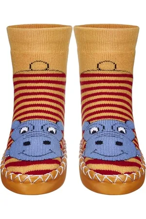 Playshoes Pantofole da Cottage Unisex - Bambini e ragazzi, Rosso (Ippopotamo Rosso), 31/34 EU