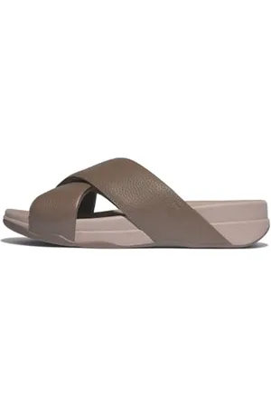 FitFlop Surfer Mens Tumbled-Leather Cross Slides, Sandali a Ciabatta Uomo, , 42 EU Larga