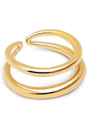 SINGULARU Anello Doble Lines. Acciaio con Finitura Placcata 18Kt. Gioielli da Donna. Misura 12