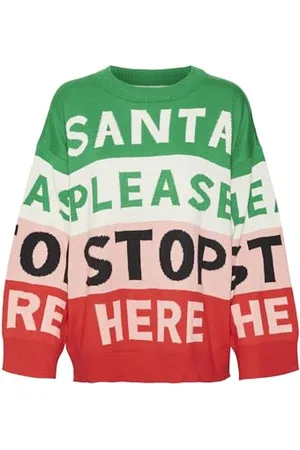 VERO MODA Vmsantatext-Pullover Xmas Maglione Lavorato a Maglia, , L Donna