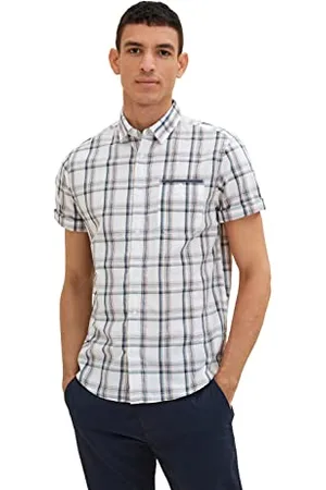 TOM TAILOR Camicia, Uomo, (Off White Colorful Check 31316), XS