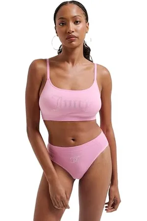 Juicy Couture Juicy Diamante Bralette & High Leg Brief Set di Biancheria Intima, Begonia Rosa, Taglia Unica (Pacco da 44) Donna