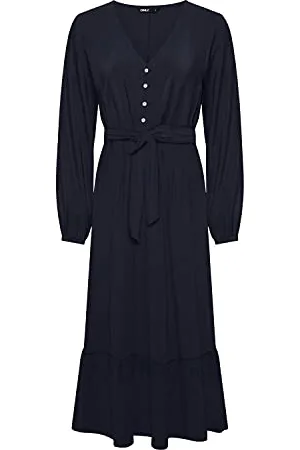 ONLY Onlnova Life Vis Amy Long Dress Solid Vestito, , S Donna