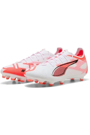 PUMA Ultra 5 PRO FG/AG, Scarpe da Calcio Unisex-Adulto, White Black-Glowing Red, 39 EU