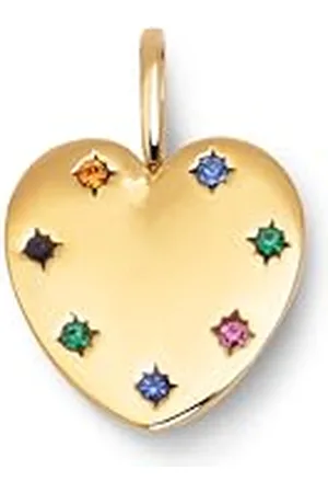 SINGULARU Charm Cuore Glam. Ottone con Finitura Placcata 18Kt. Ciondolo con Motivo Cuore e Dettagli in Zirconi Colorati. Gioielli da Donna