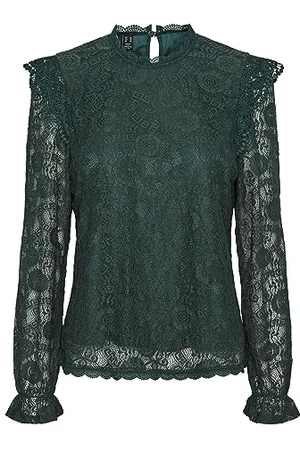 Pieces® Pcolline LS Lace Top Noos BC Camicia da Donna, Trekking Green, XL
