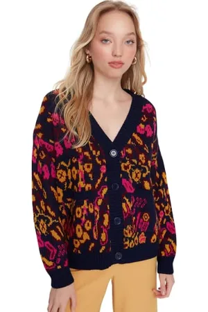 Trendyol Donna Design Regolare Standard Scollo a V Maglieria Cardigan Maglione, , M