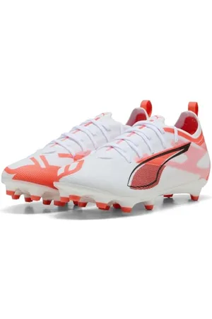 PUMA Ultra 5 PRO FG/AG JR, Scarpe da Calcio, White Black-Glowing Red, 35.5 EU