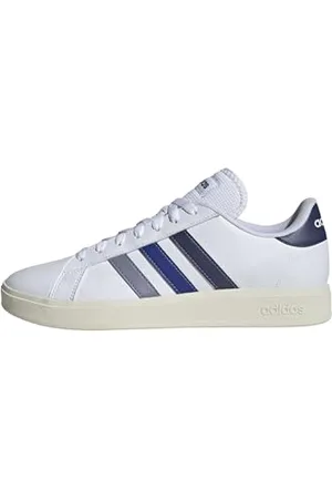 adidas Grand Court Base 2.0 Shoes, Scarpe Uomo, Ftwr White/Dark Blue/Semi Lucid Blue, 47 1/3 EU