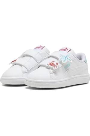 PUMA Smash 3.0 Distintivi V Inf, Scarpe da Ginnastica Bimba 0-24, White Safe Lake Red Fire, 20 EU