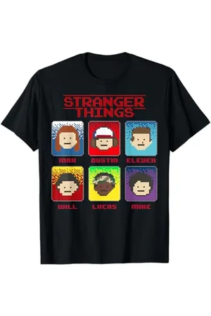 Stranger Things Netflix Group Shot 8-Bit Box Up Maglietta