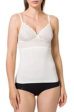 Skiny Damen Spaghettishirt Bamboo Lace Maglia a Spaghetti, , 38 Donna