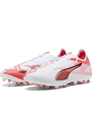 PUMA Ultra 5 Match MG, Scarpe da Calcio Unisex-Adulto, White Black-Glowing Red, 46.5 EU