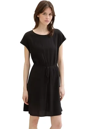 TOM TAILOR 1042798 Mini Abito Basic con Elastico in Vita, 14482-Deep Black, XL Donna