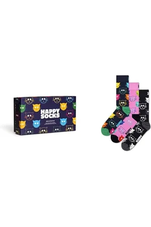 Happy Socks 3-Pack Mixed Cat Socks Gift Set Calzini, , 7-11 (Pacco da 3) Unisex