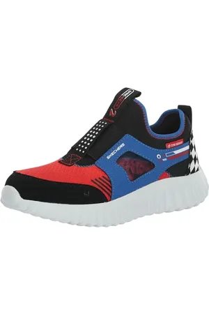 Skechers Boys, Sneaker, Blue Synthetic/Red Textile/Multi Trim, 43 EU