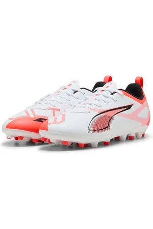 PUMA Ultra 5 Play MG JR, Scarpe da Calcio, White Black-Glowing Red, 34.5 EU