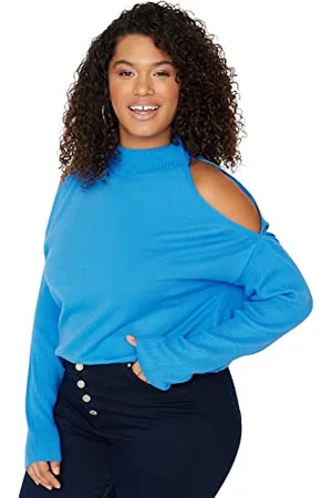 Trendyol Donna Relaxed Fit Basic Girocollo Maglieria Plus Size Maglione Blazer, , XXL