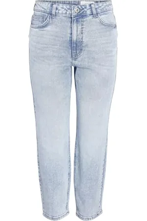 Noisy May Jeans Corti a Vita Alta in Denim Sbiancato da Donna NMMONI, Colore: , Taglia:27W / 30L, Lunghezza della Gamba:L30