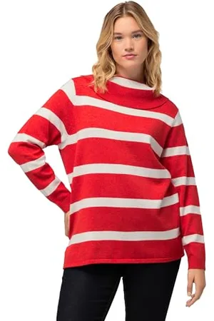 Ulla Popken Rollkragen Pullover, Cropped mit Streifen, , 56-58 Donna