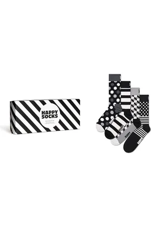 Happy Socks 4-Pack Classic Black & White Socks Gift Set Calzini, , M-L (Pacco da 4) Unisex