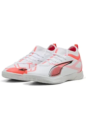 PUMA Ultra 5 Match IT + Mid JR, Scarpe da Calcio, White Black-Glowing Red, 34 EU