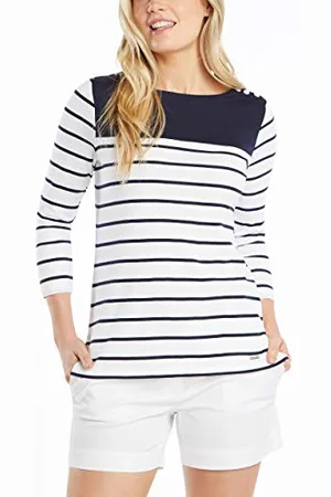 Nautica Camicia Breton Righe Manica 3/4 Puro 100% Cotone, , XL Donna
