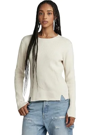 G-Star Donna Ribbed Jumper, (antique white D24486-D563-G286), XS